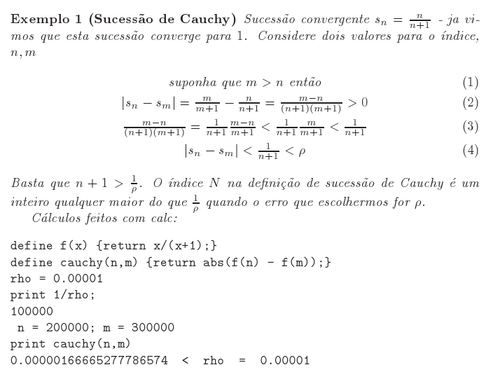 exemplo sucessão de Cauchy